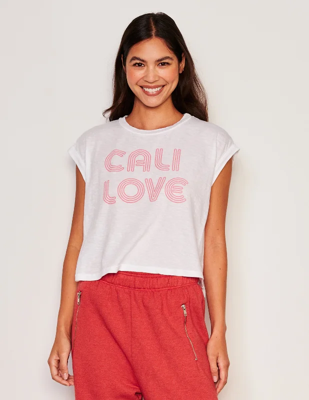 Sundry Cali Love Muscle Tank in Optic White