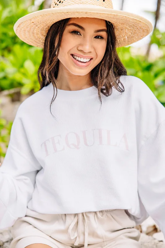 Tequila White Corded Graphic Sweatshirt