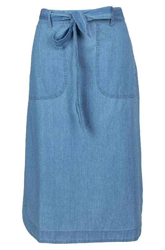 100% Cotton Chambray Skirt | LIGHT BLUE | 6650A1