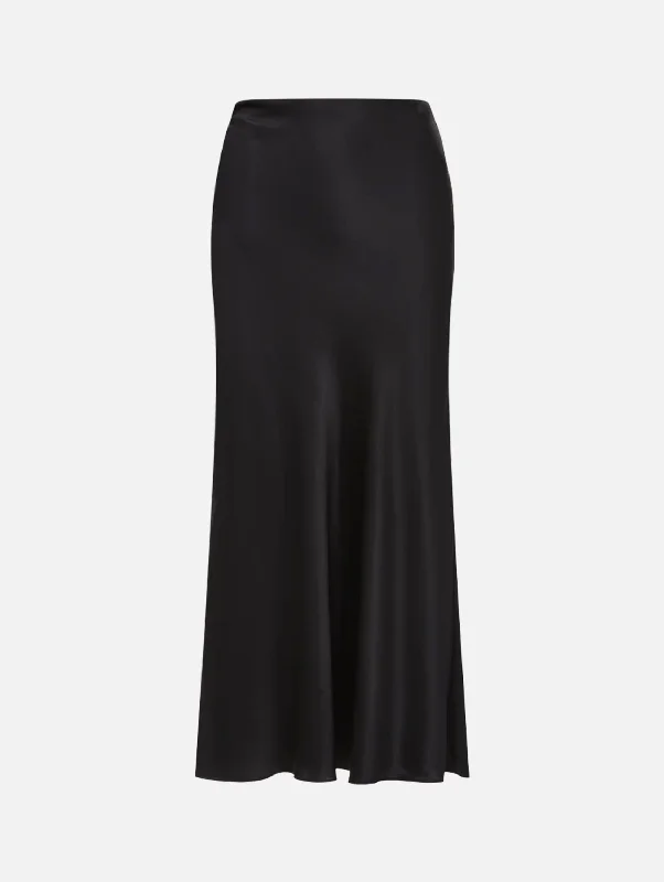 Clover Stretch-Silk Skirt in Black