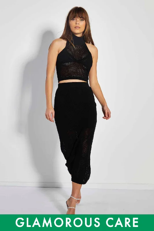 Glamorous Care Black Knitted Midi Skirt