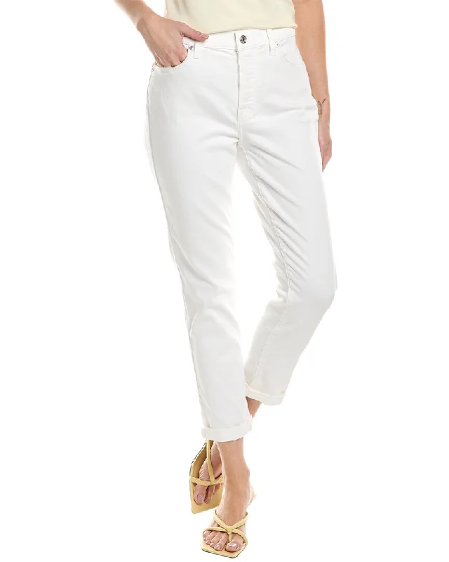 7 For All Mankind Josefina Squiggle White Feminine Boyfriend Jean