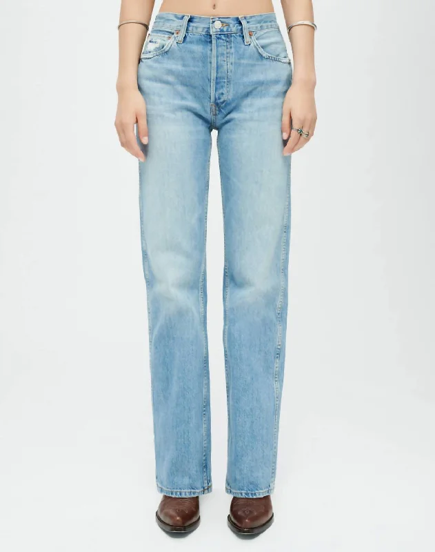 90's High Rise Loose Denim Jeans In Worn Blue