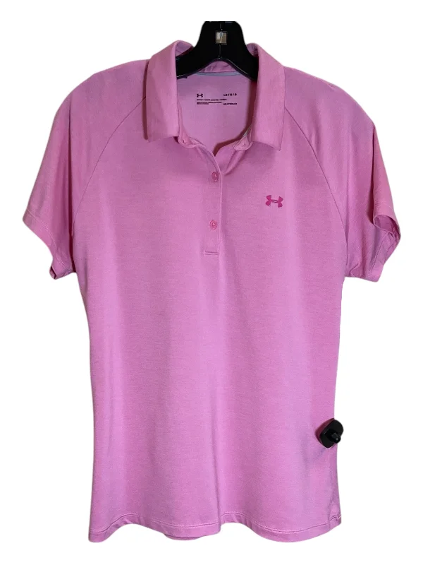 Athletic Top Short Sleeve By Under Armour In Pink, Size: L