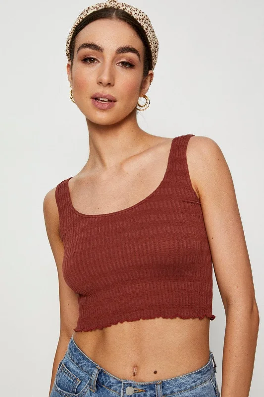 Brown Crop Top Seamless