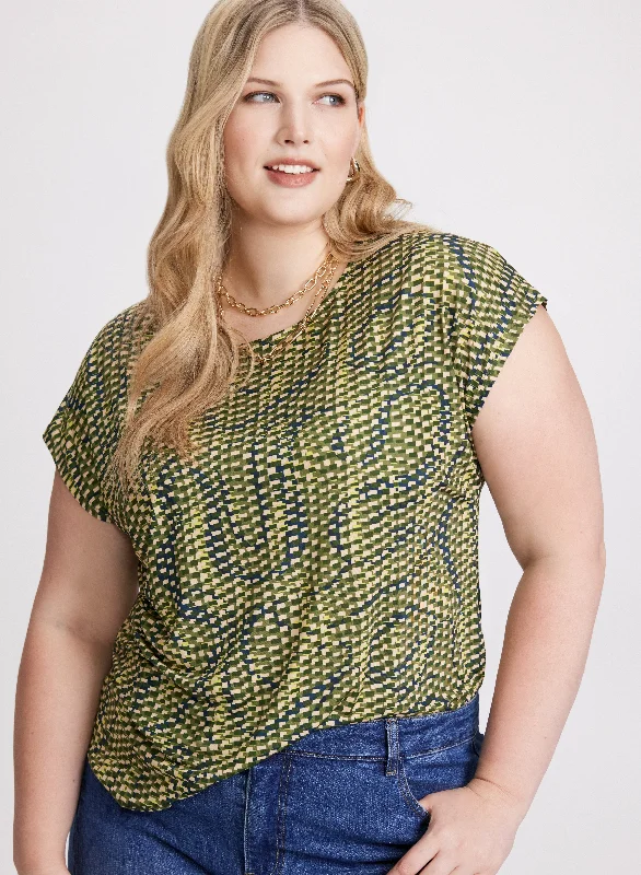 Cap Sleeve Print Top