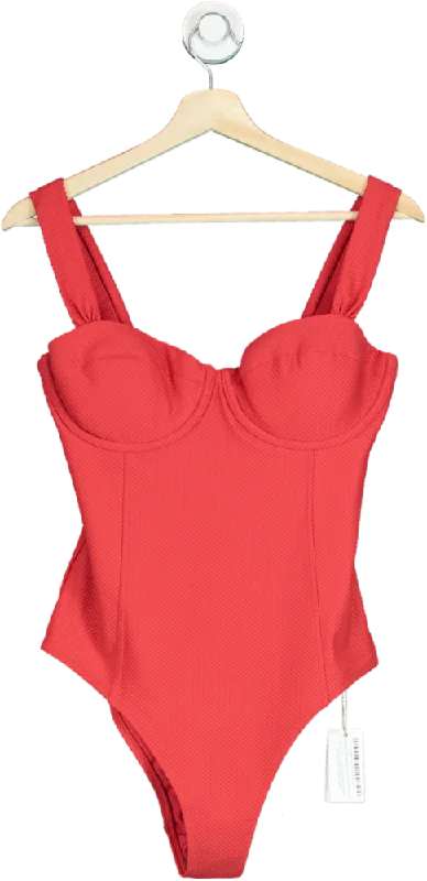 Heidi Klein Stretch-piqué Underwired Swimsuit In Red UK XL