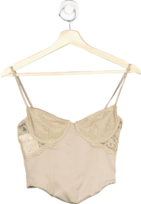 White Fox Beige Lace Corset Top XS