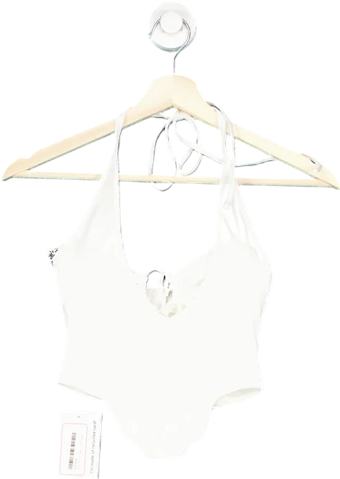 White Fox White Halter Neck One-Piece Swimsuit XS