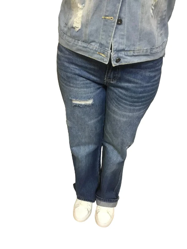 Women's High Rise Dad Jeans With Clean Hem In Medium Wash