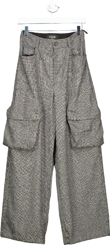 Pinko Grey Rhydon Pantalone Flanella Disegno Galles Trousers UK 6