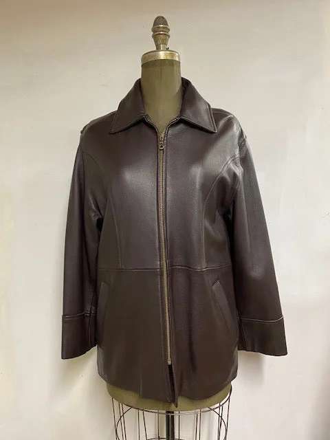 Men's Leather Car Coat- Style #AB109ZJ