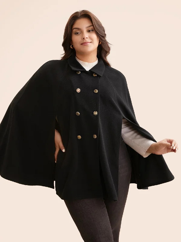 Double Breasted Cloak Sleeve Cape Overcoat