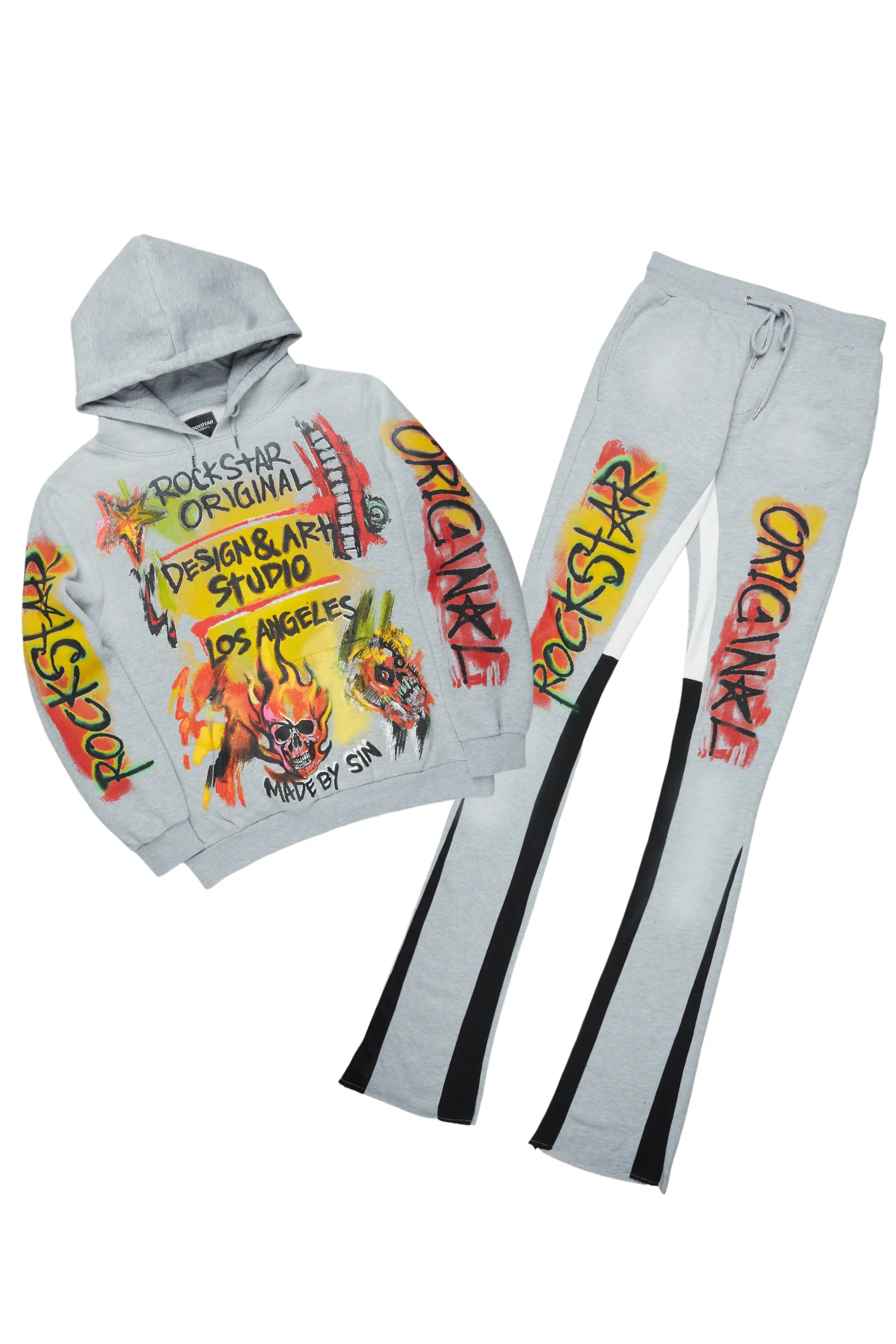 Soweto Heather Grey Super Stacked Hoodie Track Set