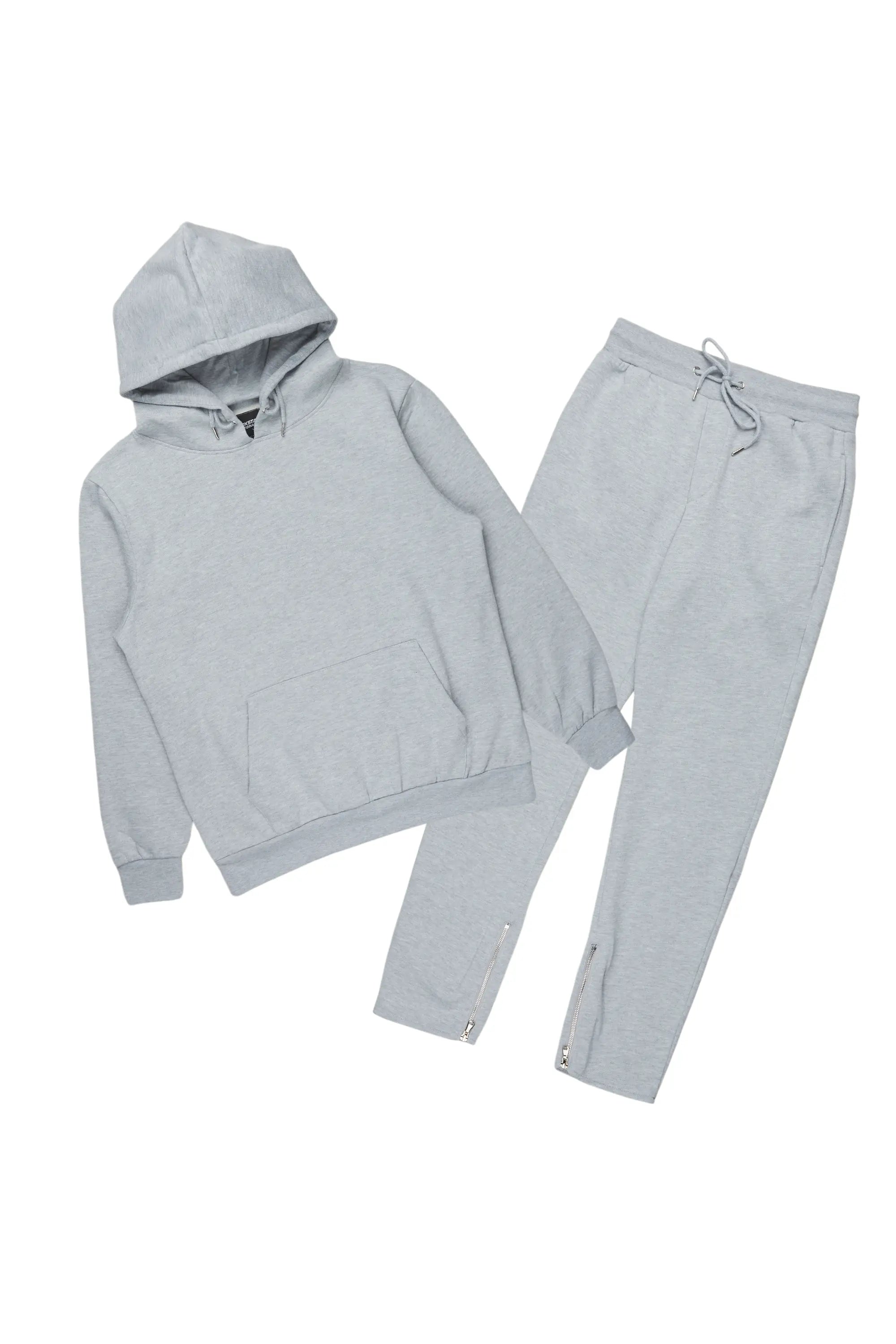 Basic Heather Grey Hoodie/Slim Fit Track Set