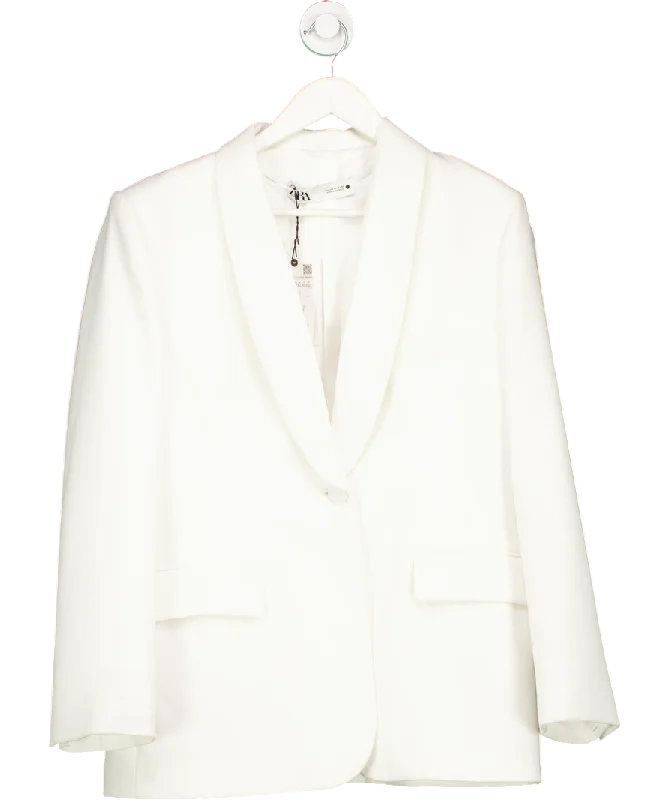 ZARA White Shawl Collar Blazer UK XL