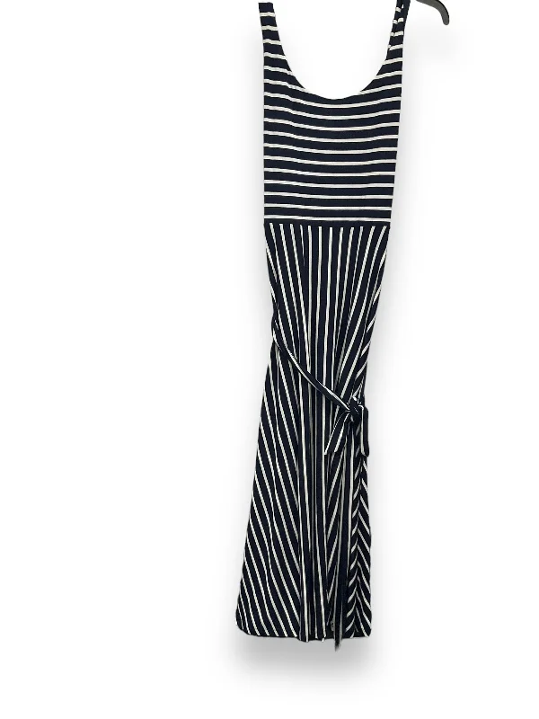 Dress Casual Midi By Loft In Striped Pattern, Size: M