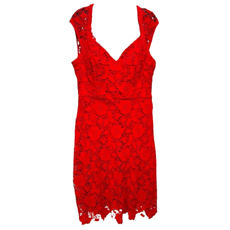 Lace Midi Dress By Guess In Red, Size: 14