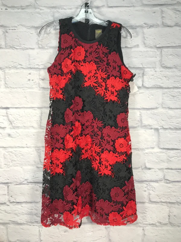 Dress Party Midi By Taylor In Black & Red, Size: M