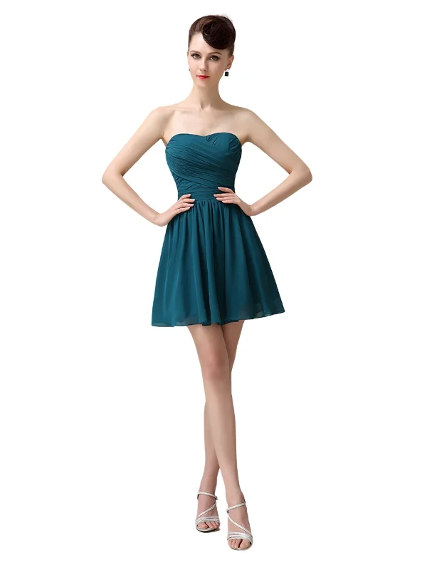 Popular Chiffon A-line Sweetheart Mini Short Bridesmaid Dresses