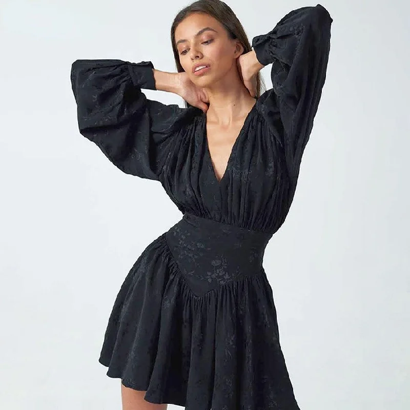 BerriesJam - Chiffon Printing Elegant Loose Party Night Mini Dress