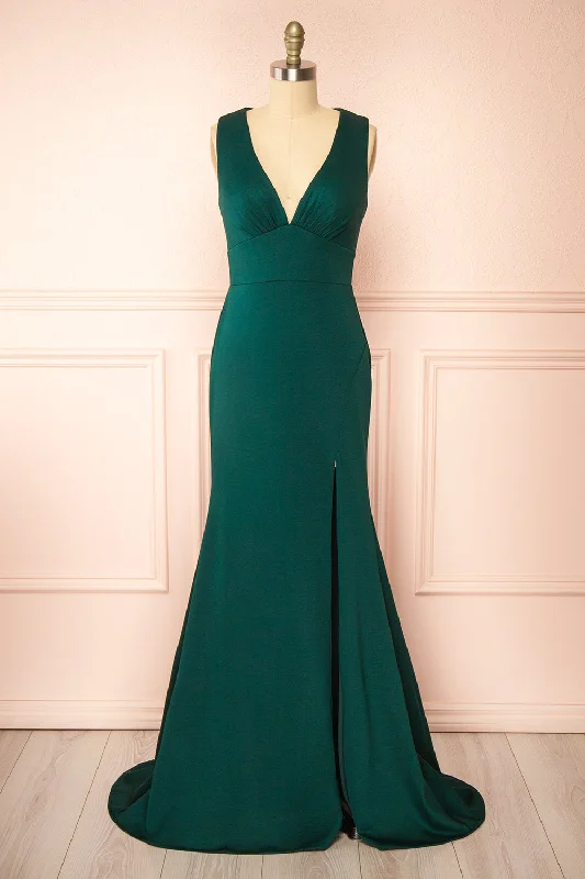 Diaz Green | Maxi Dress w/ Train