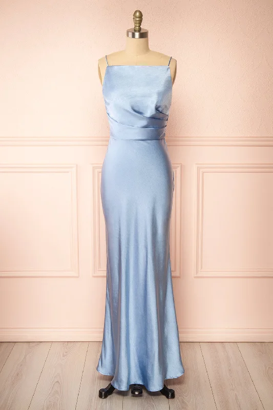 Jazti Blue | Satin Maxi Dress