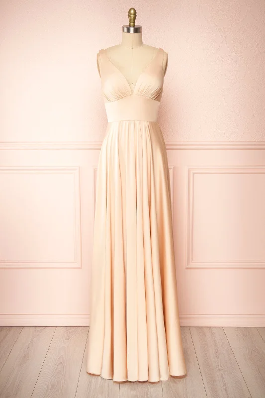 Johanie Champagne | Satin Maxi Dress