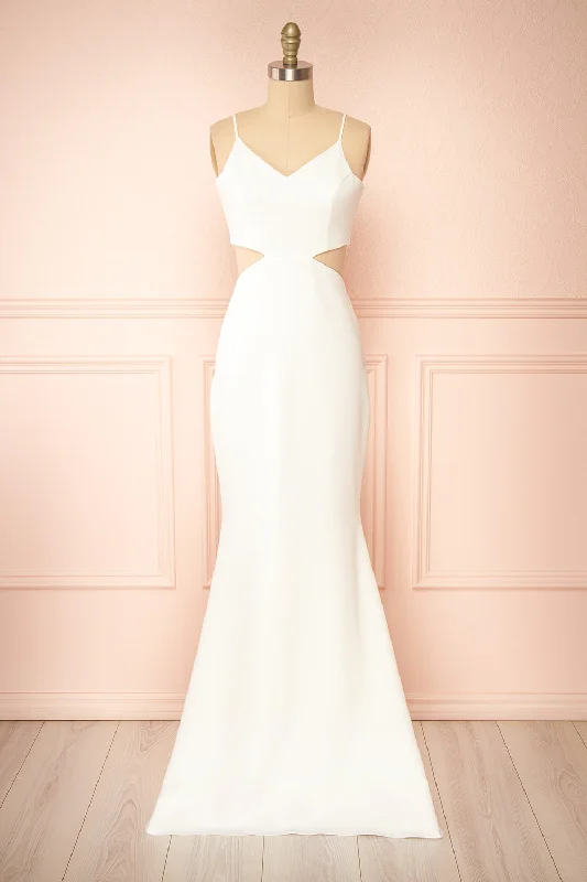 Kamilla Ivory | Maxi Mermaid Dress w/ Cut-Outs