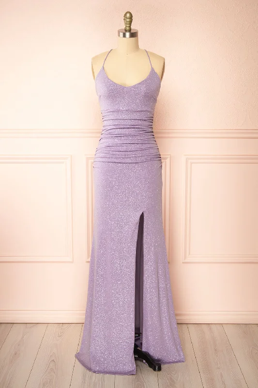 Samira Lavender | Sparkly Mermaid Maxi Dress w/ Slit