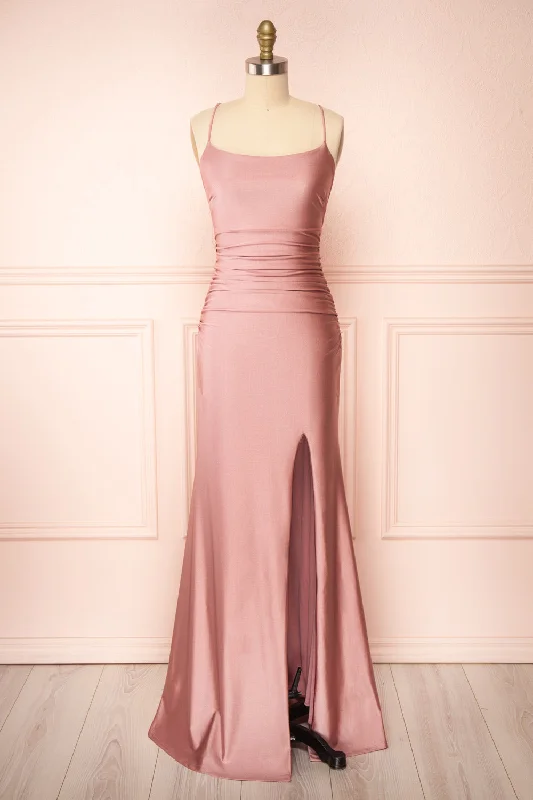 Sonia Blush | Mermaid Maxi Dress w/ Slit