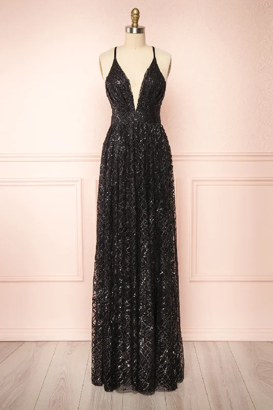 Tyffen Black | Sequin Maxi Dress