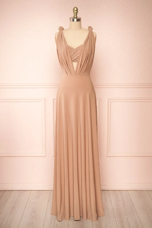 Violaine Beige | Convertible Maxi Dress