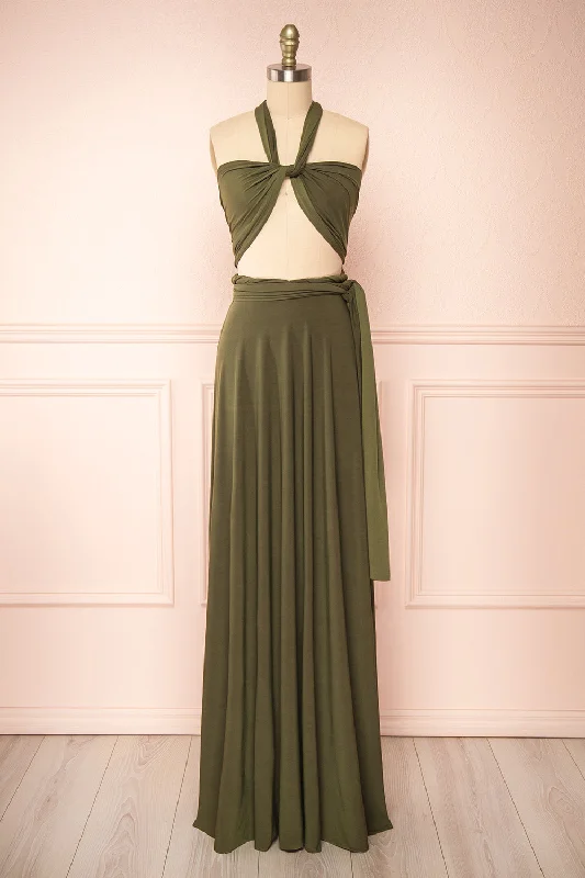 Violaine Khaki | Convertible Maxi Dress