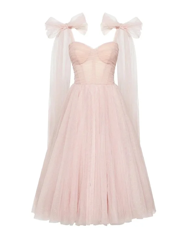 Ball Gown Homecoming Dresses Corsets Dress Cocktail Party Tea Length Sleeveless Square Neck Tulle with Glitter