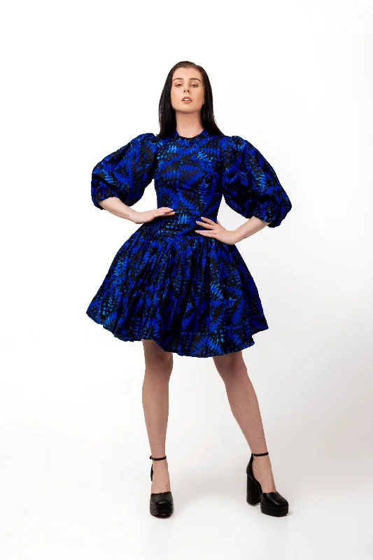 Mofe Ankara Mini Dress | Blue African Print