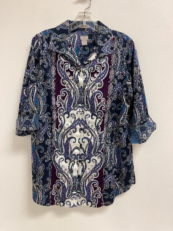 Blouse Short Sleeve By Chicos In Purple, Size: S