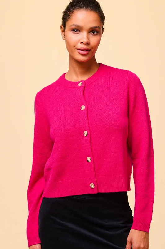 Merino Wool Brittany Cardigan | Party Pink