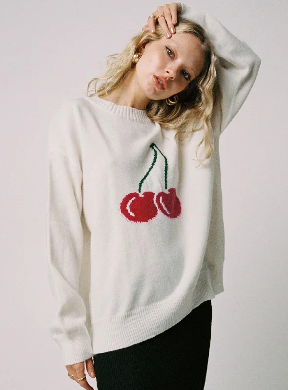 Cherry Dreams Knit Jumper Cream