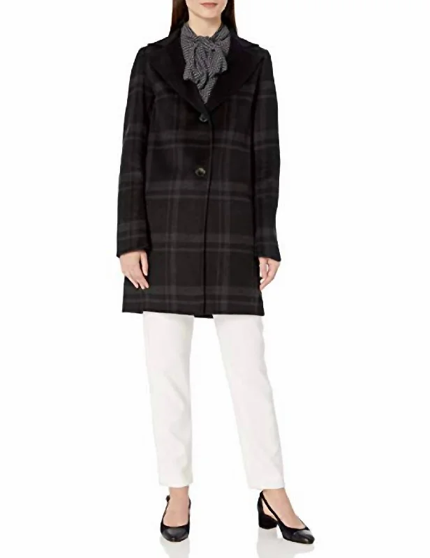 Jayden Plaid Check Coat In Black