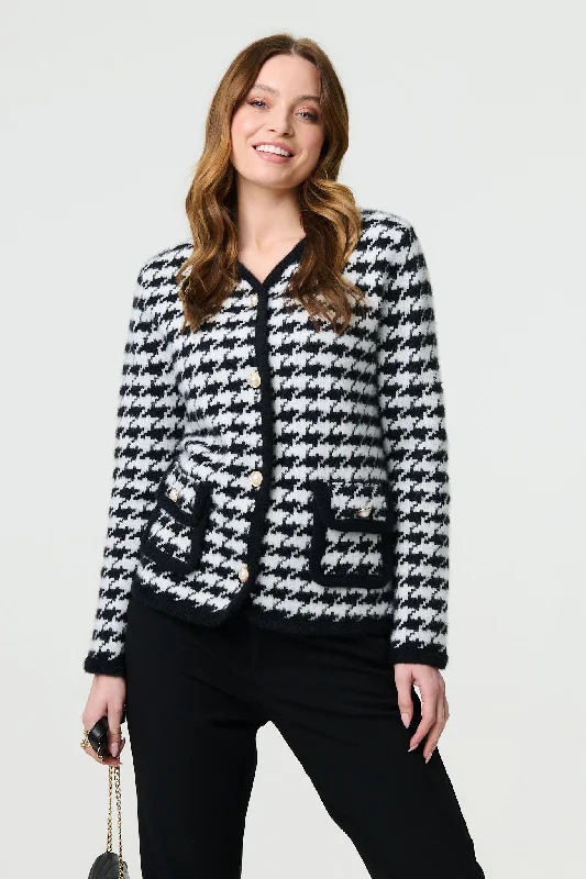 Houndstooth Long Sleeve Cardigan