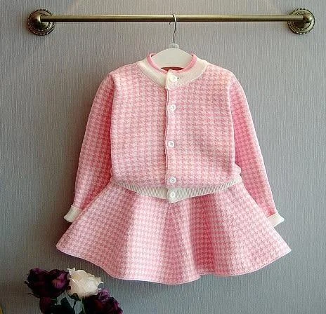 Kids Clothing Set Girls Checked Skirt Suit