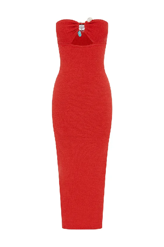 LUNA MIDI DRESS - RED