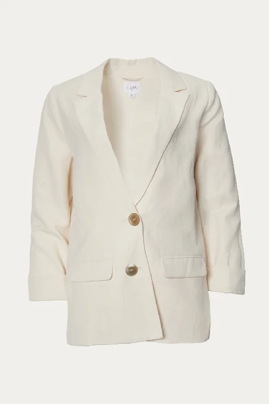 Owen Linen Blazer In Ceramic