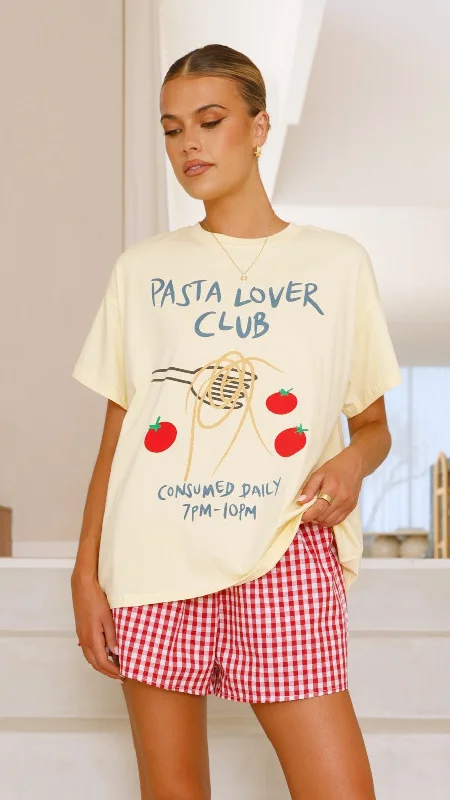 Pasta Lover Top and Shorts Set - Yellow/Red