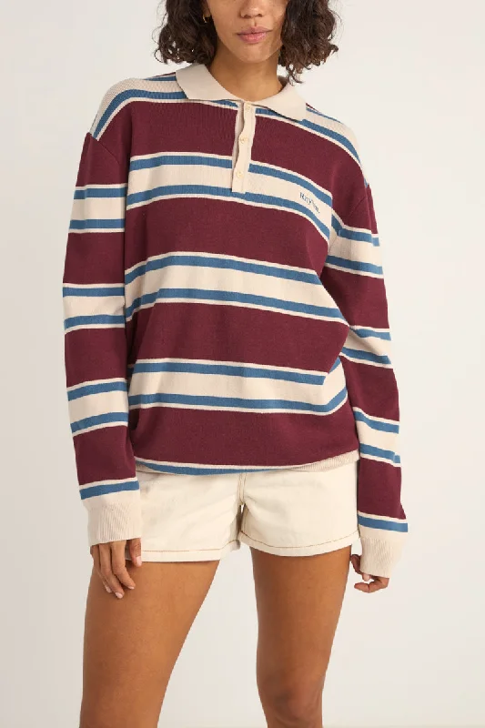 Siglo Knit Ls Polo Burgundy