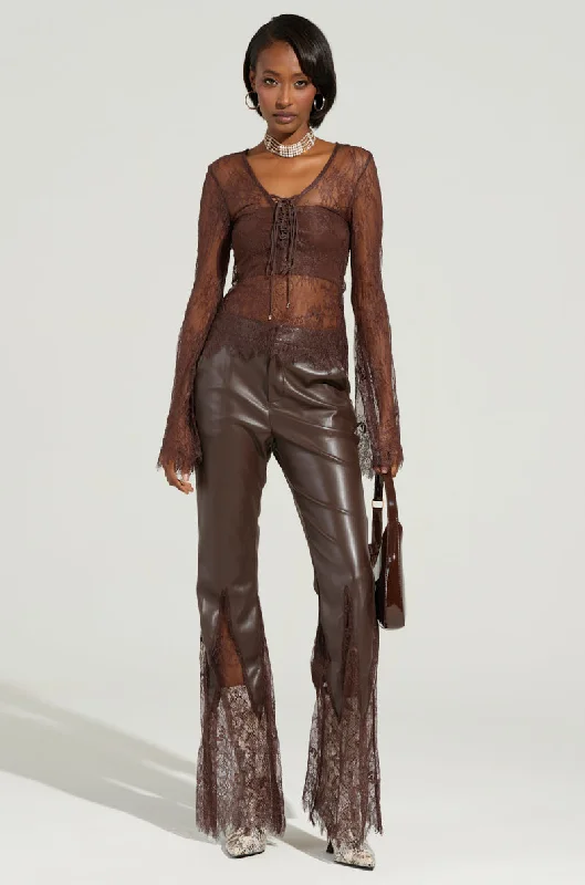 STARLIGHT FAUX LEATHER & LACE PANT