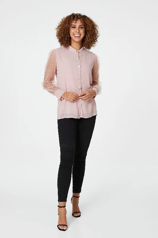 Sheer Organza Sleeve Shirt