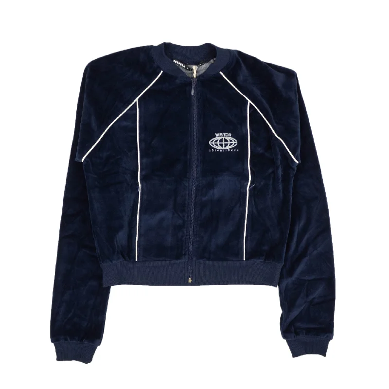 Visitor On Earth Velour Sweatshirt - Navy Blue